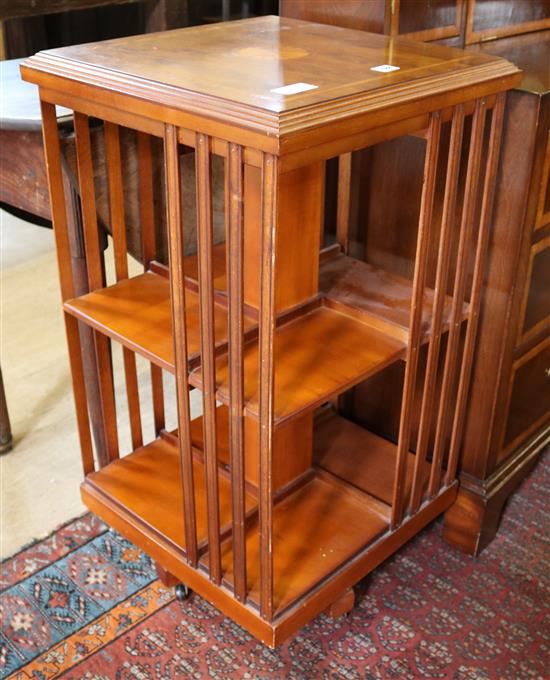 Inlaid mahogany revolving bookcase